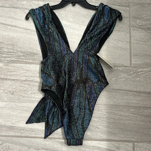 Ramy Brook Metallic Blue and Black bathing suit - Picture 5 of 10